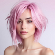 Bixie Cut style in Pastel Pink