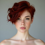 Bixie Cut style in Red