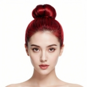 High Bun hairstyle in Red (0005) High Bun style in Red
