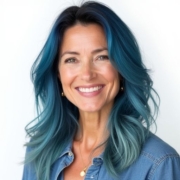 Balayage style for Middle-aged Women in Blue