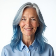 Balayage style for Older Women in Blue