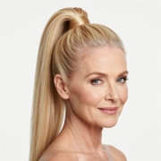 High Ponytail style for Older Women in Blonde