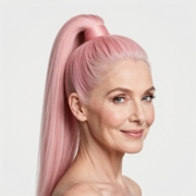 High Ponytail Pastel style for Older Women in Pink