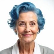 Victory Rolls style for Older Women in Blue